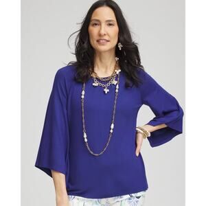 Chico’s Touch of Cool Angel-Sleeved Blouse, Size M (8/10), NWT